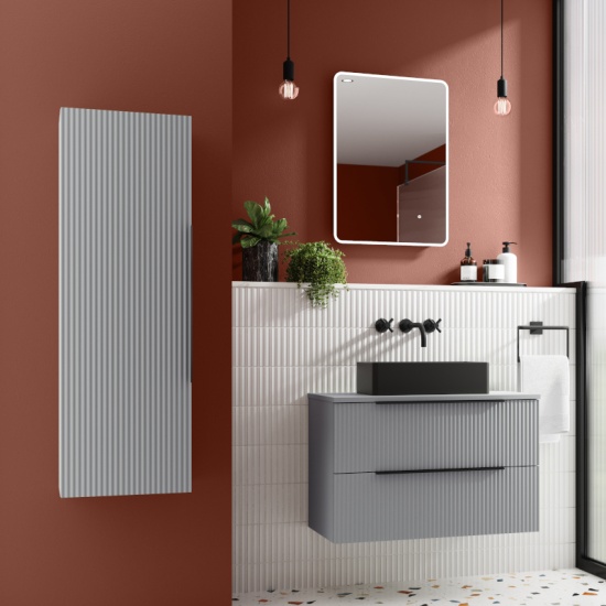hudson reed fluted 400mm grey tallboy unit