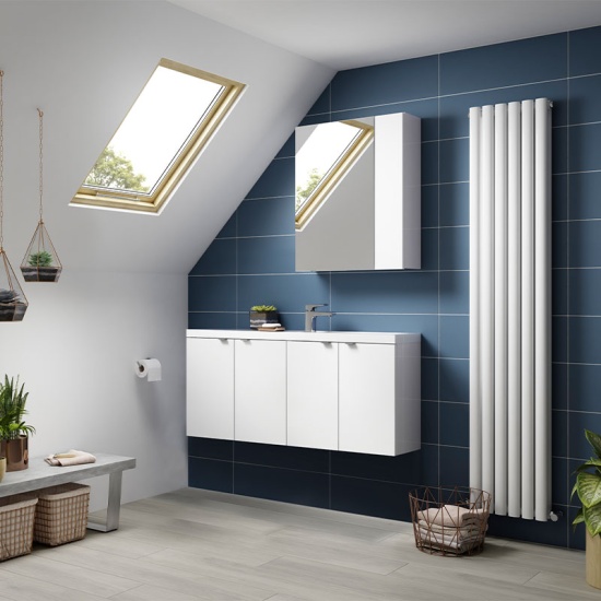 hudson reed fusion 1200mm gloss white vanity unit with double basin