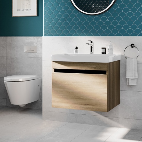 Lifestyle Image for Dalston 600mm Oak Handleless Vanity Unit