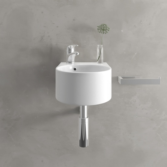 ellipse 300mm wall hung small d shape basin one taphole