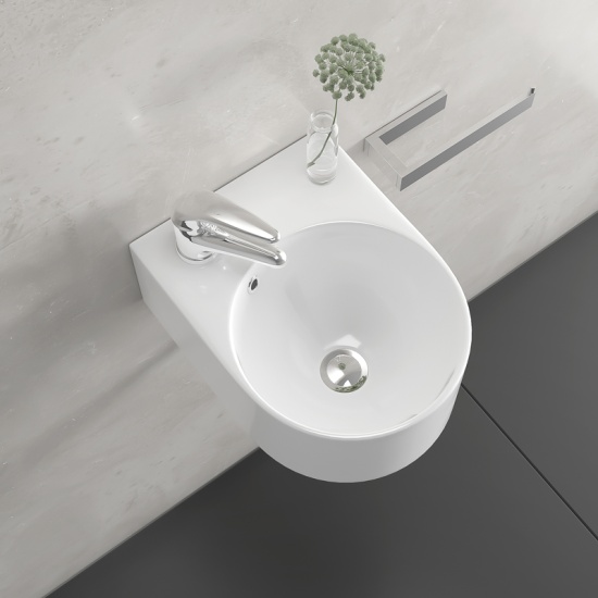 ellipse 300mm wall hung small d shape basin one taphole ellipse 300mm wall hung small d shape basin one taphole
