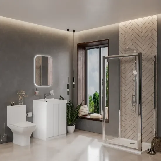 chester shower suite 600 white vanity and toilet