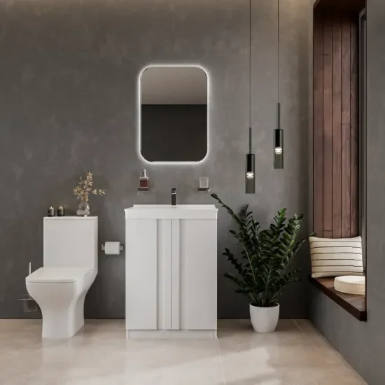 chester shower suite 600 white vanity and toilet