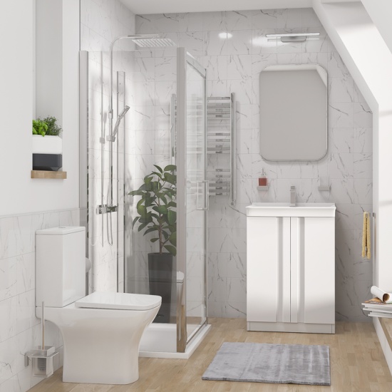 chester shower suite 600 white vanity and toilet