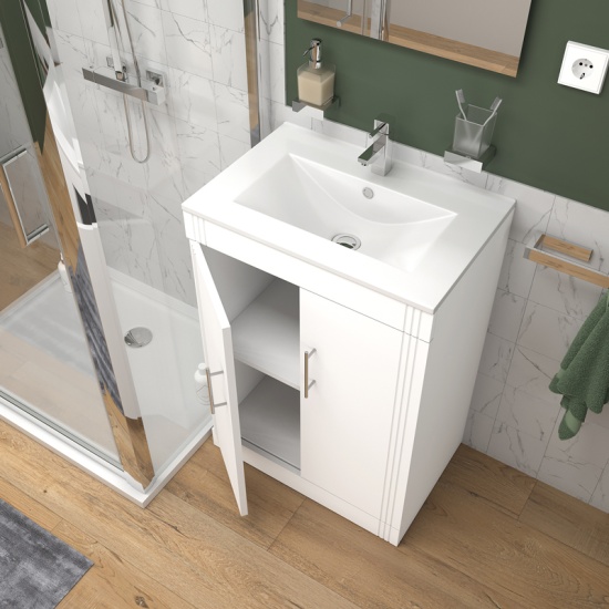 celeste shower suite: 600 white vanity unit and close coupled toilet celeste shower suite: 600 white vanity unit and close coupled toilet
