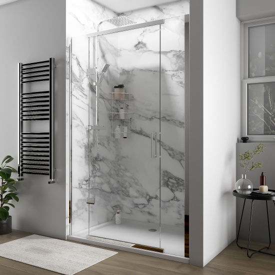 havana chrome 1300 inline hinged shower door