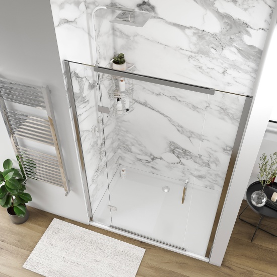 havana chrome 1300 inline hinged shower door