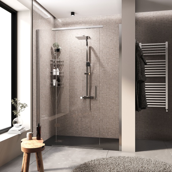 havana chrome 1400 inline hinged shower door