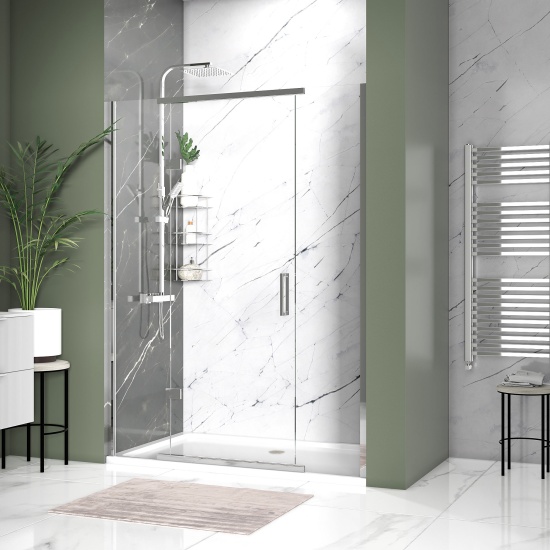 havana chrome 1500 inline hinged shower door