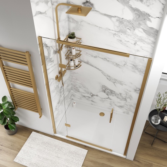 havana gold 1300 inline hinged shower door