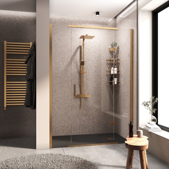 havana gold 1400 inline hinged shower door