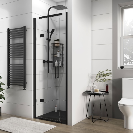 havana black 800 inline hinged shower door
