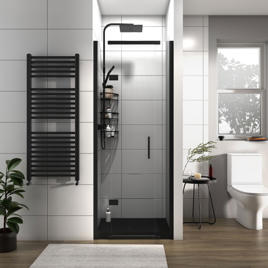 havana black 800 inline hinged shower door