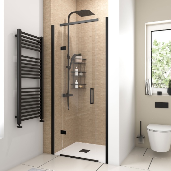 havana black 900 inline hinged shower door