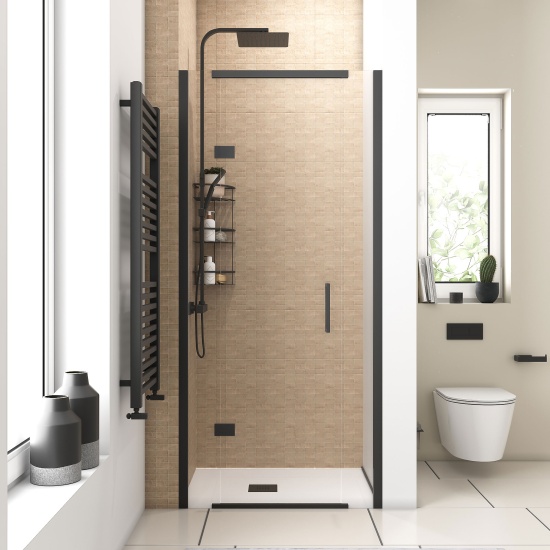 havana black 900 inline hinged shower door