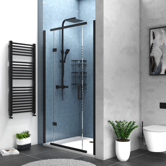 havana black 1200 inline hinged shower door