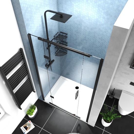 havana black 1200 inline hinged shower door