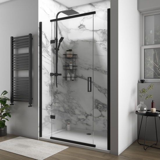 havana black 1300 inline hinged shower door