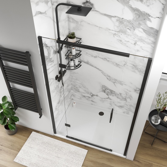 havana black 1300 inline hinged shower door