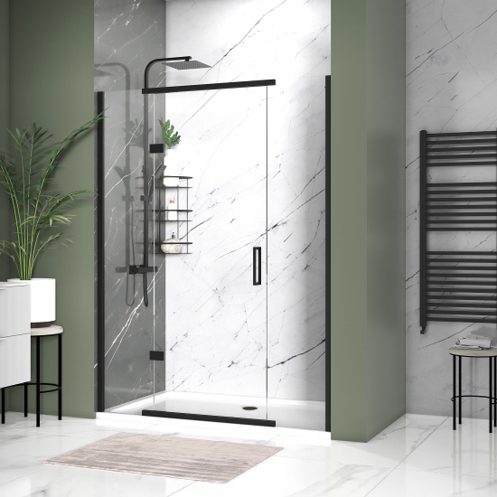 havana black 1500 inline hinged shower door