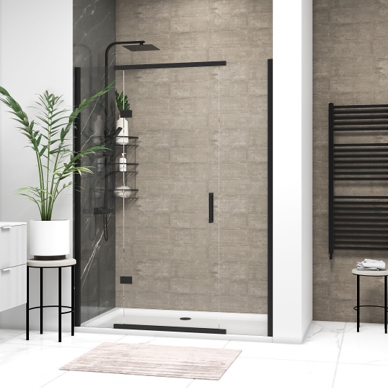 havana black 1600 inline hinged shower door