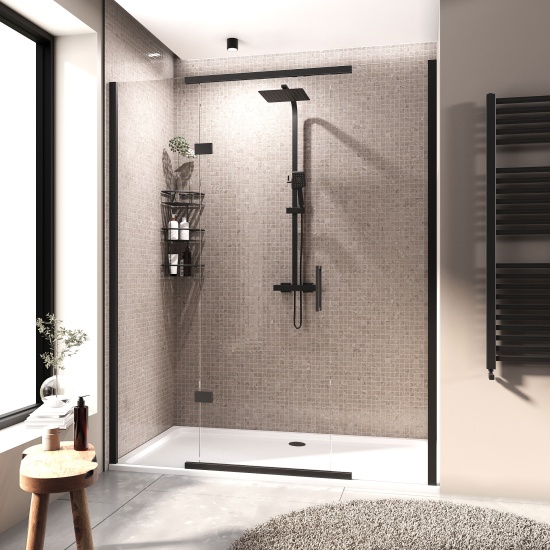 havana black 1700 inline hinged shower door