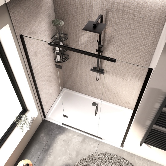 havana black 1700 inline hinged shower door