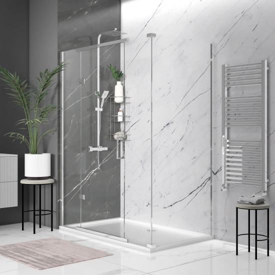 havana chrome 1500 inline hinged corner shower enclosure