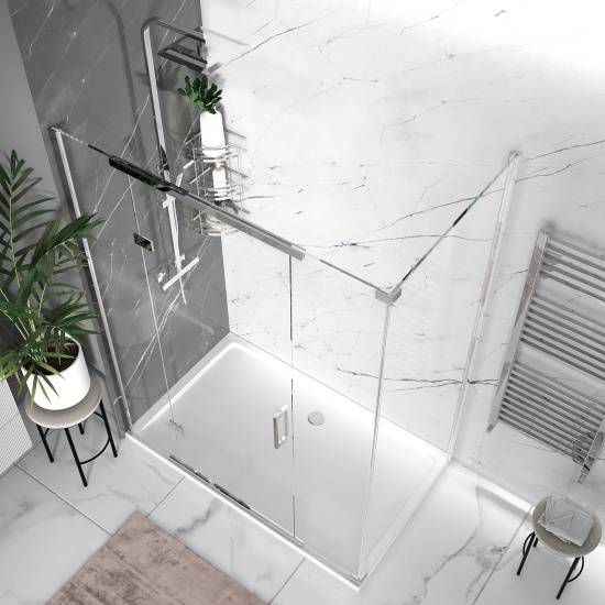 havana chrome 1500 inline hinged corner shower enclosure