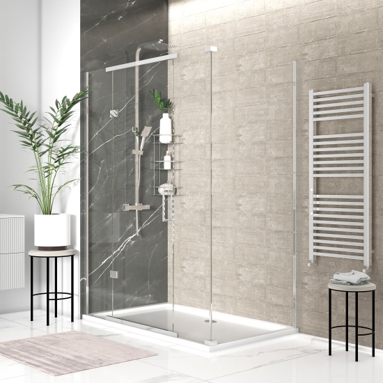 havana chrome 1600 inline hinged corner shower enclosure
