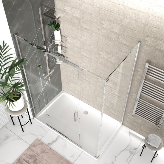 havana chrome 1600 inline hinged corner shower enclosure