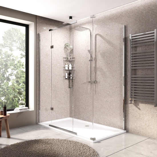 havana chrome 1700 inline hinged corner shower enclosure
