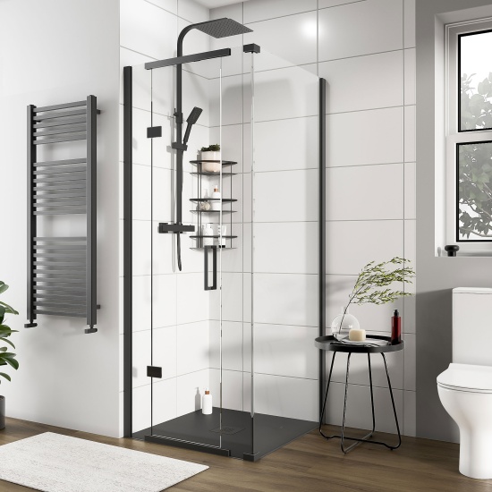 havana black 800 inline hinged corner shower enclosure
