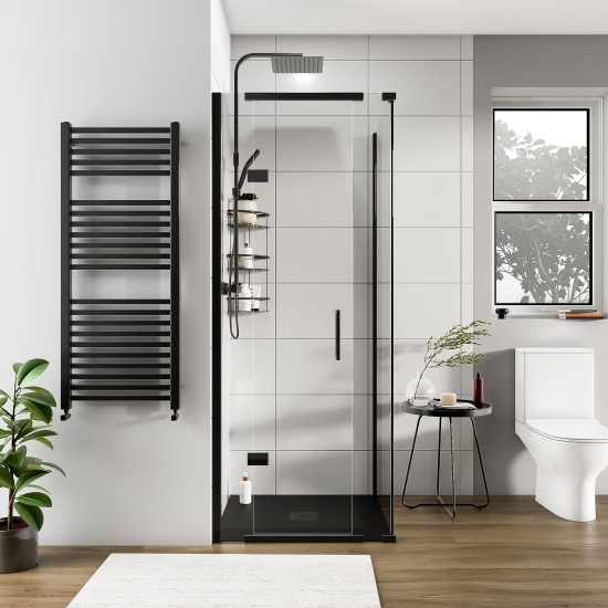 havana black 800 inline hinged corner shower enclosure