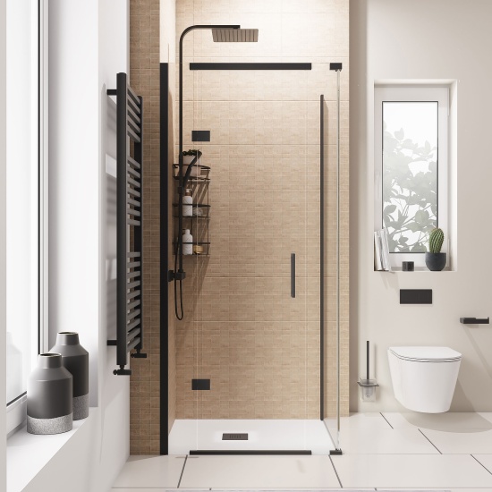havana black 900 inline hinged corner shower enclosure