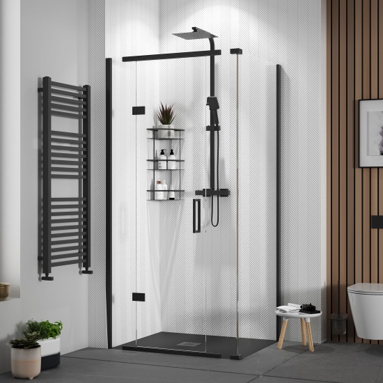 havana black 1000 inline hinged corner shower enclosure
