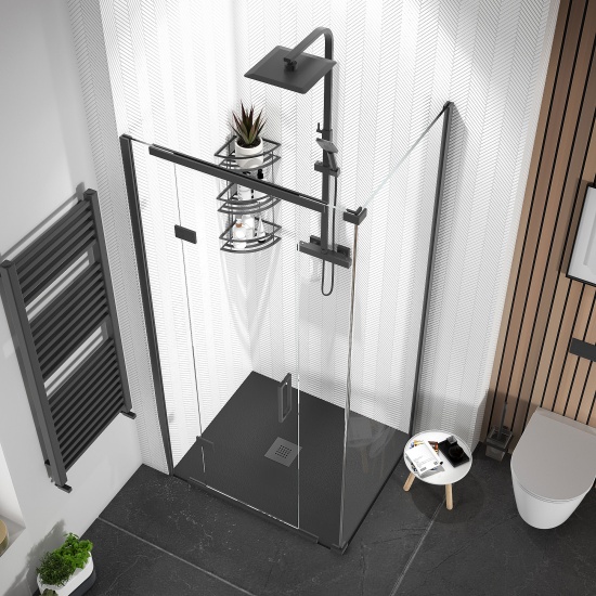 havana black 1000 inline hinged corner shower enclosure