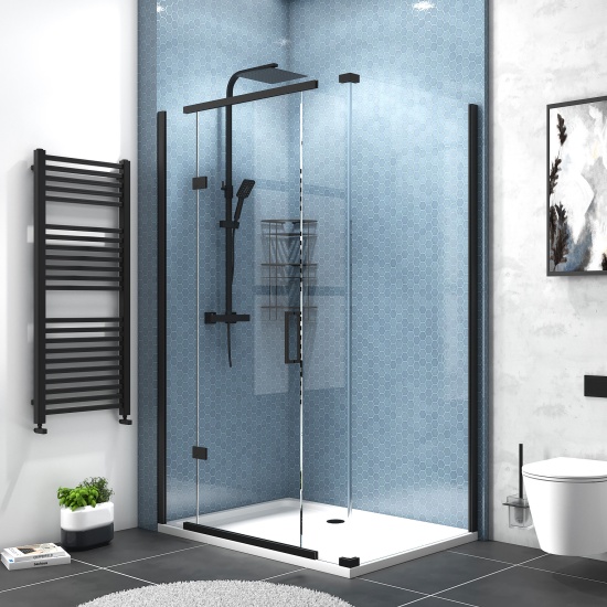 havana black 1200 inline hinged corner shower enclosure