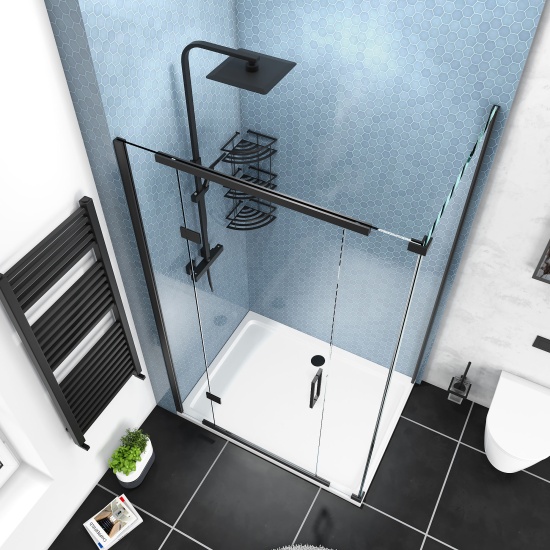 havana black 1200 inline hinged corner shower enclosure