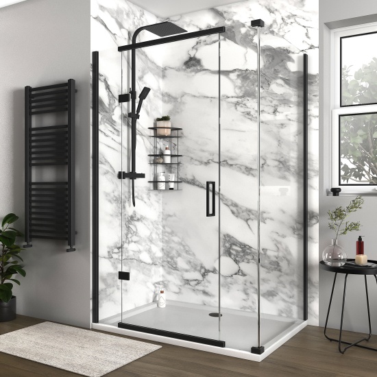 havana black 1300 inline hinged corner shower enclosure