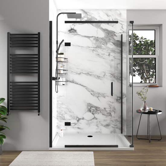 havana black 1300 inline hinged corner shower enclosure
