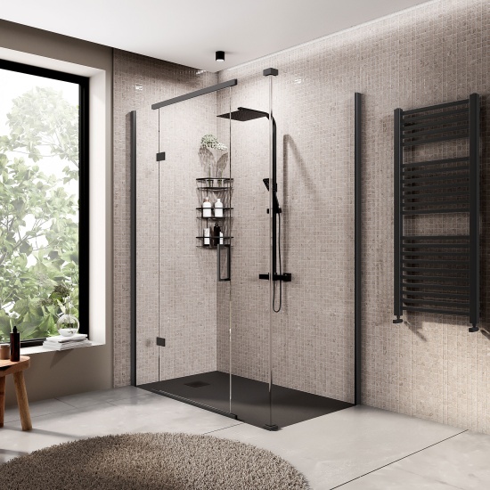 havana black 1400 inline hinged corner shower enclosure