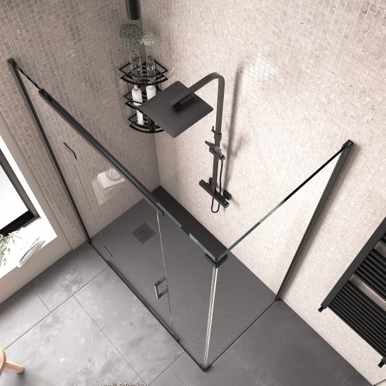 havana black 1400 inline hinged corner shower enclosure