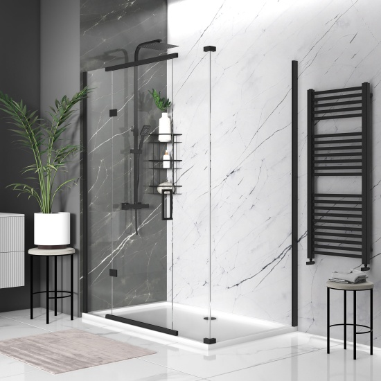 havana black 1500 inline hinged corner shower enclosure