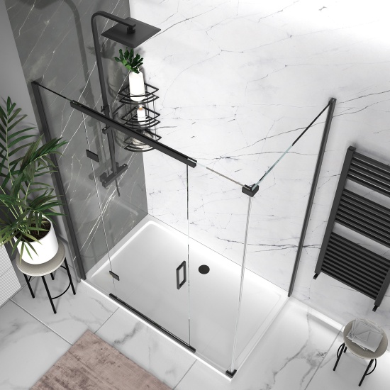 havana black 1500 inline hinged corner shower enclosure
