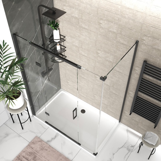 havana black 1600 inline hinged corner shower enclosure