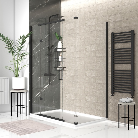 havana black 1600 inline hinged corner shower enclosure