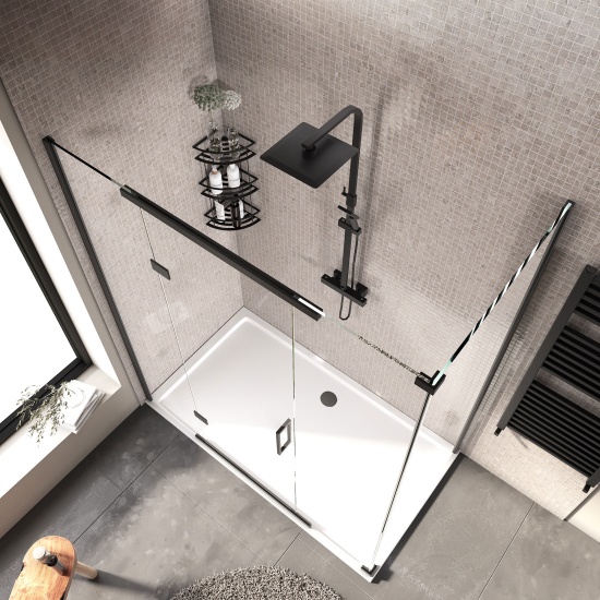 havana black 1700 inline hinged corner shower enclosure