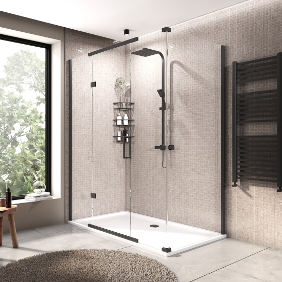 havana black 1700 inline hinged corner shower enclosure