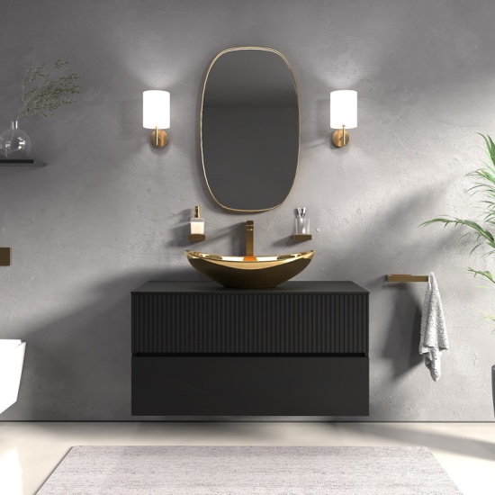 jasmine 1000 black wall vanity unit with gold sink jasmine 1000 black wall vanity unit with gold sink